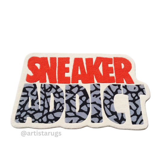 Image of a rug with sneaker addict