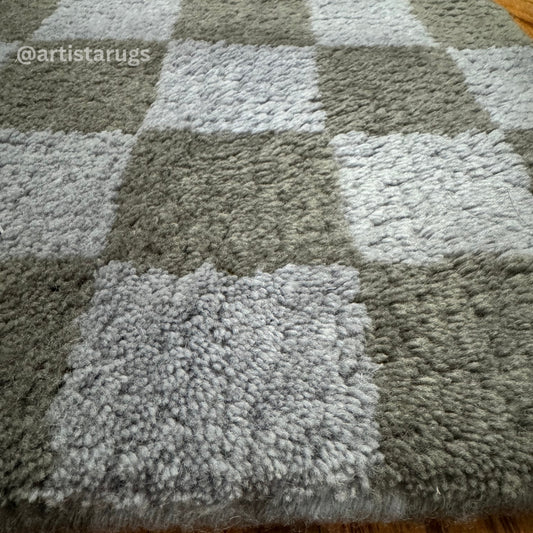 Image of a Plush Checkered Rug with a soft and cozy texture