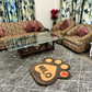 Aerial view of pet rug in living room