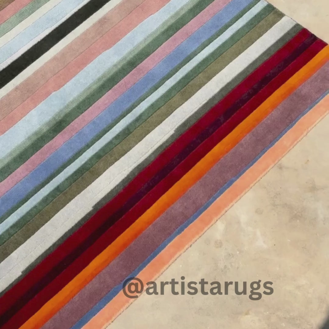 Close up view of colorful festival rug