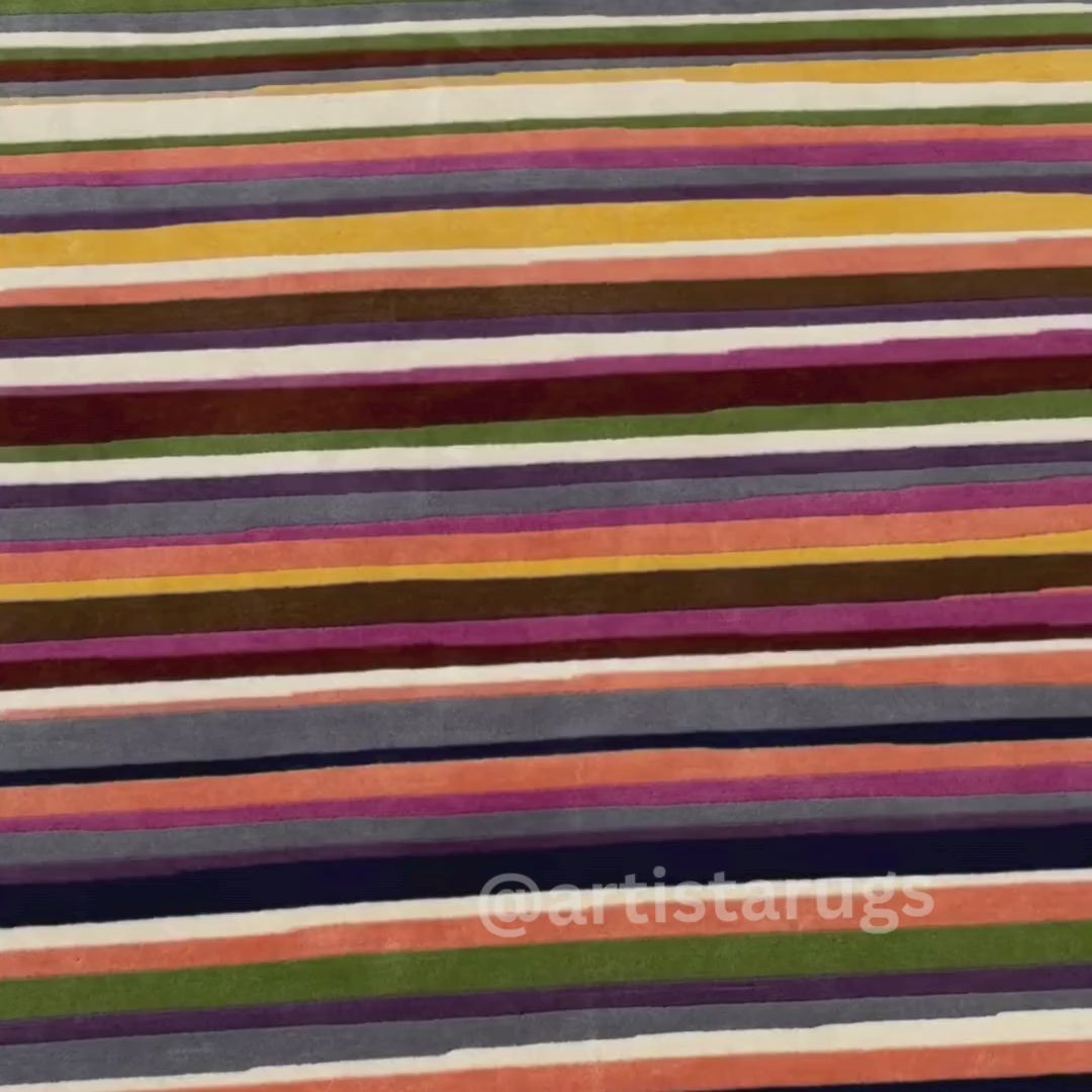 closeup view of handknotted candy theme rug